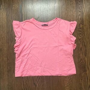 Zara Pink Ruffle Sleeve Top